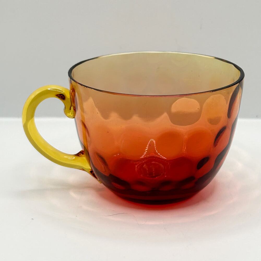 Antique Victorian Amberina Art Glass Cup Inverted Thumbprint Optic c.1880